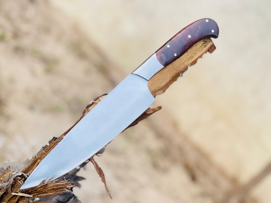 NOORAKI 12" Handmade Full Tang Chef's Knife - D2 Steel with Rosewood Handle