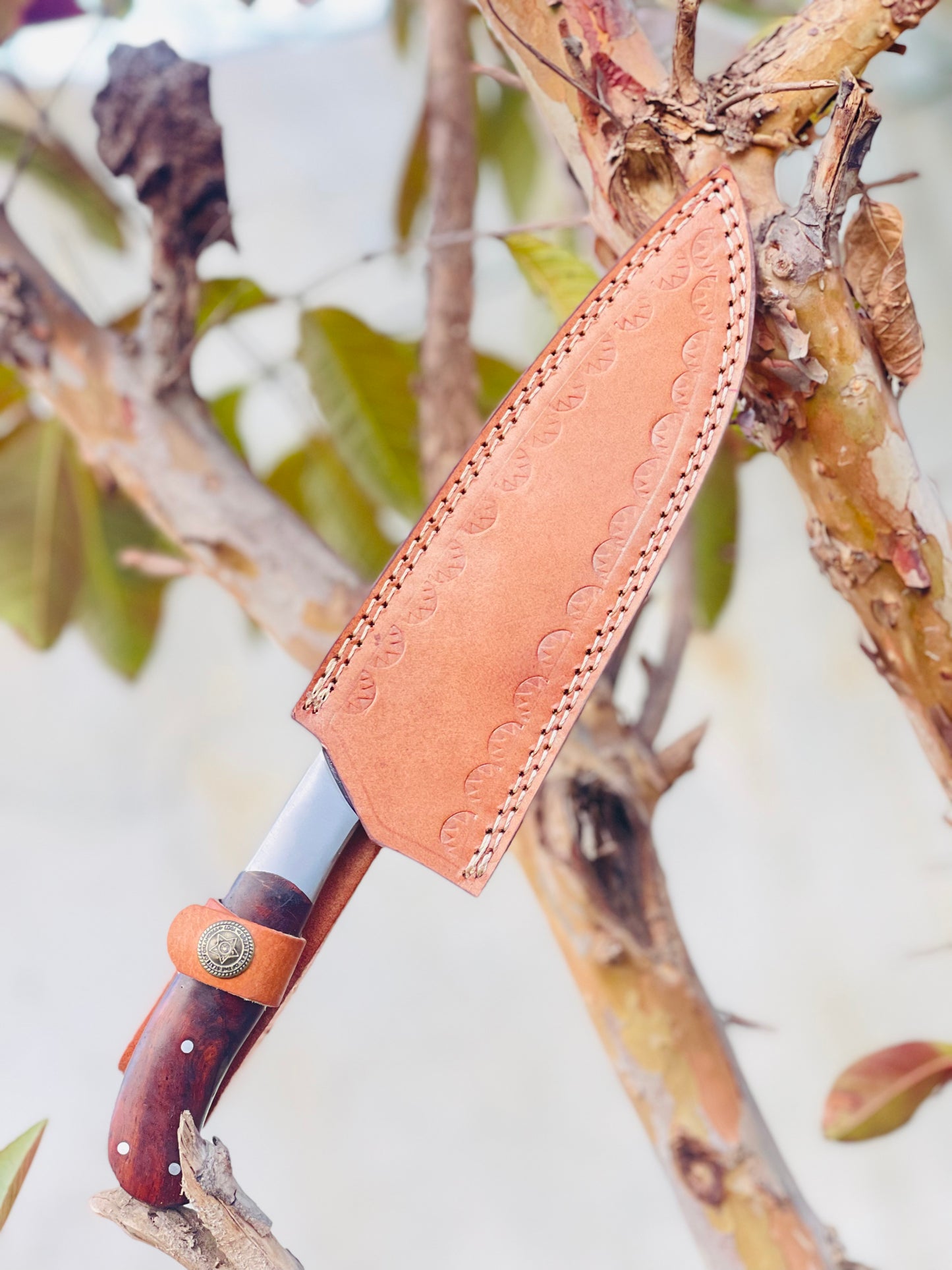 NOORAKI 12" Handmade Full Tang Chef's Knife - D2 Steel with Rosewood Handle