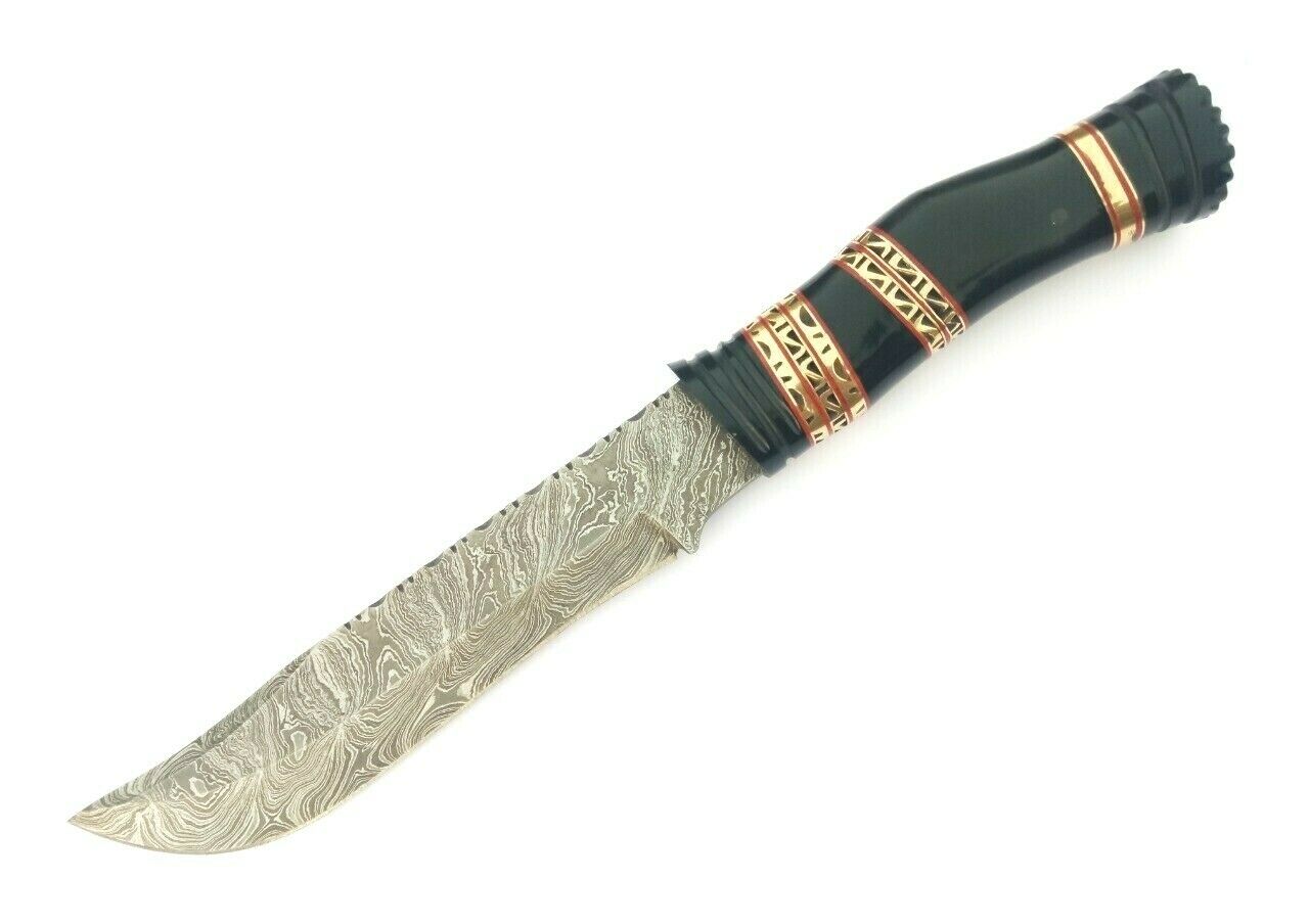 Handmade Damascus Steel Large Fillet Knife Hunting Fishing, Full Tang 13.5 inch