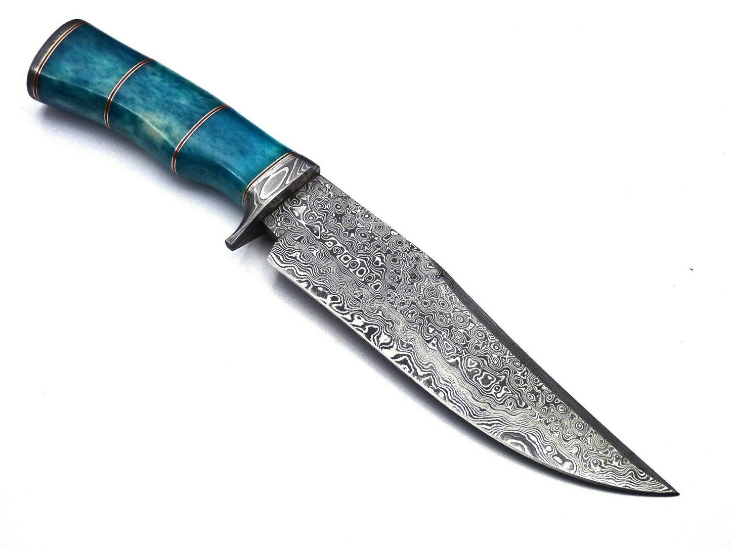 Handmade Damascus Bowie Knife 12.5 Inches 167 Layers Hammer Finished Bone Handle