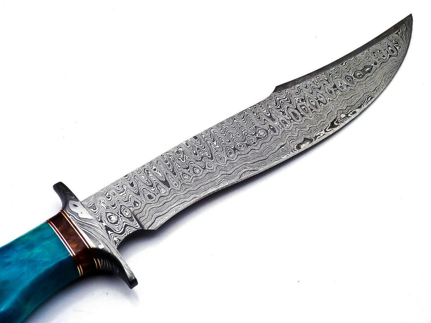 Handmade Damascus Steel 15 Inches Bowie Knife - Solid Marindi Wood Bone Handle