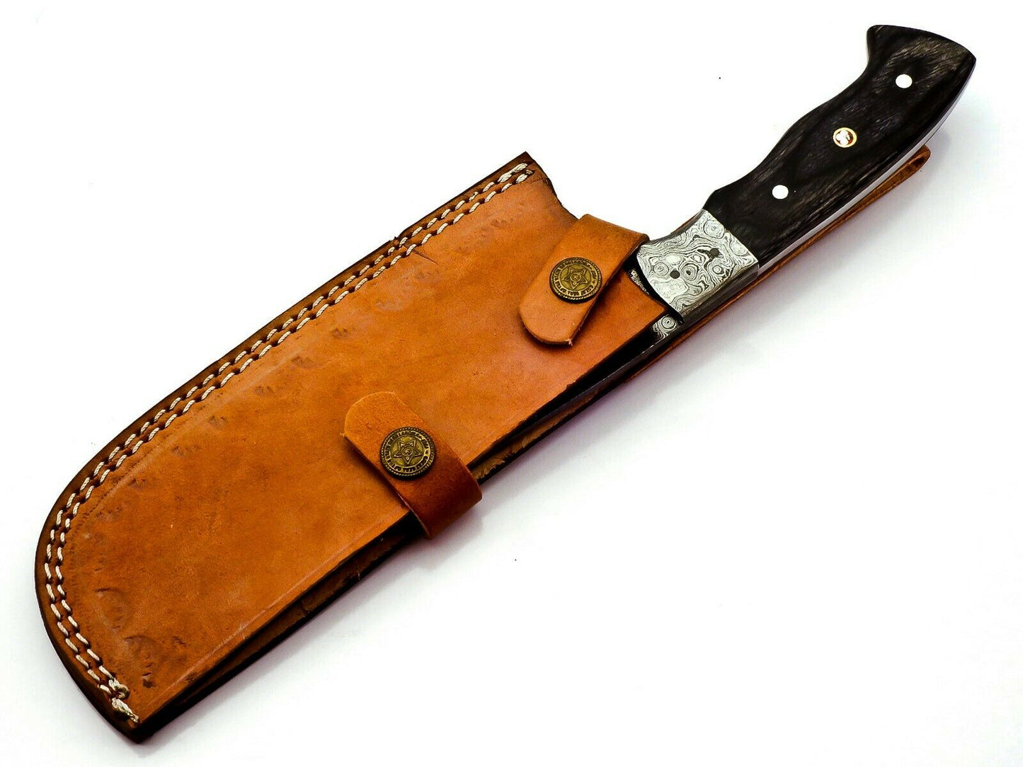 Professional Damascus chef cleaver 224 layers With Leather Sheath Full Tang CK93
