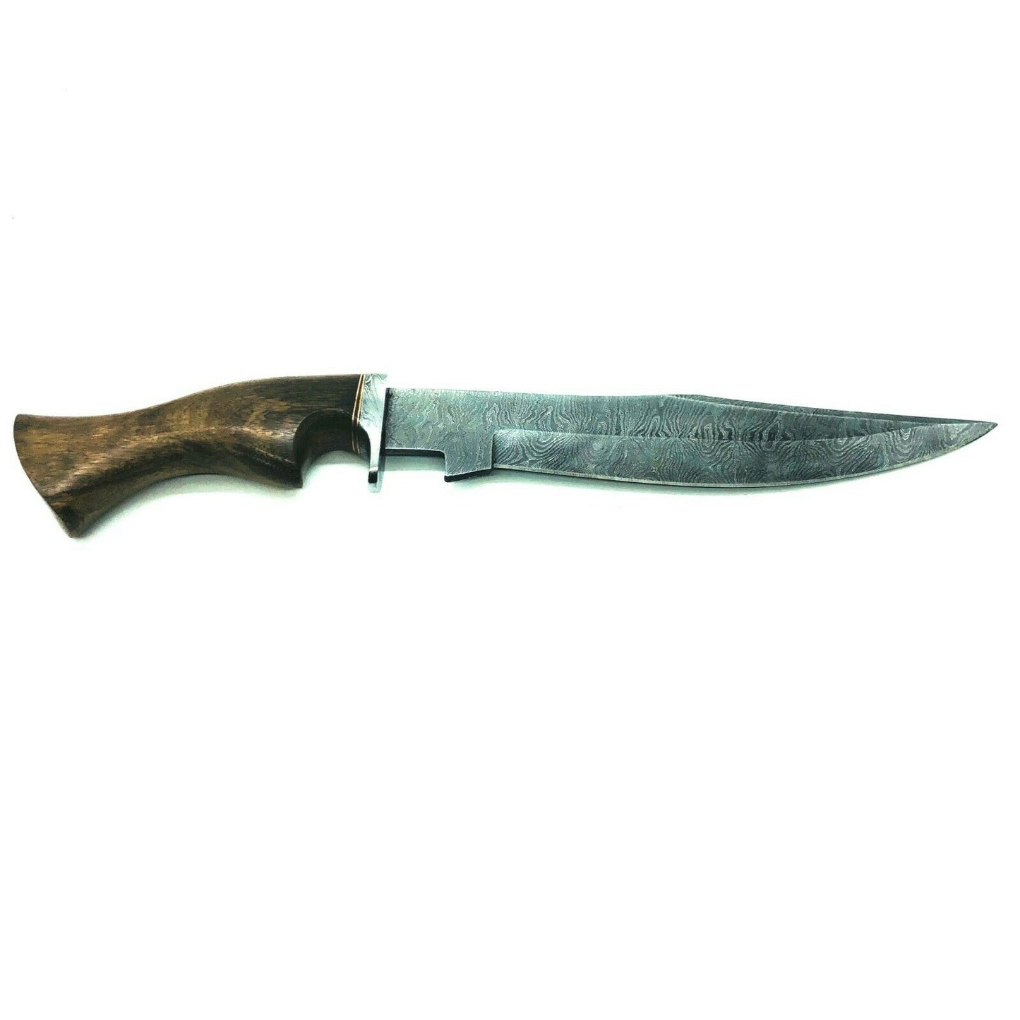 "Exquisite 15-Inch Handmade Damascus Steel Bowie Knife with Rosewood Handle and Leather Sheath"
