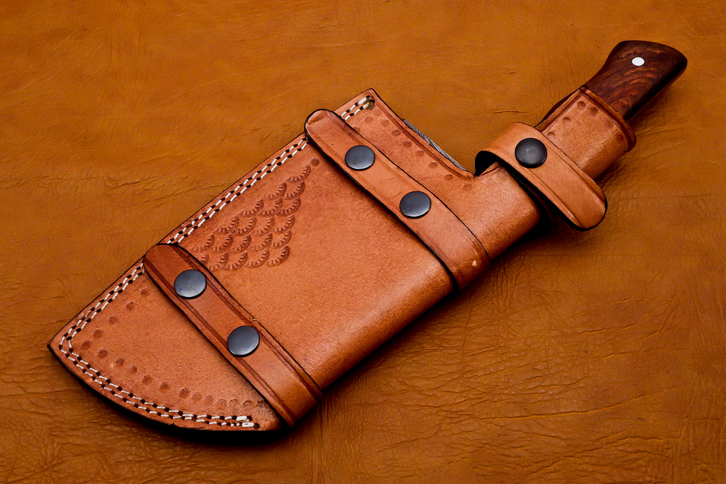 Handmade Damascus Chef Cleaver Knife W/Sheath Full Tang Walnut Wood Handle 12inc