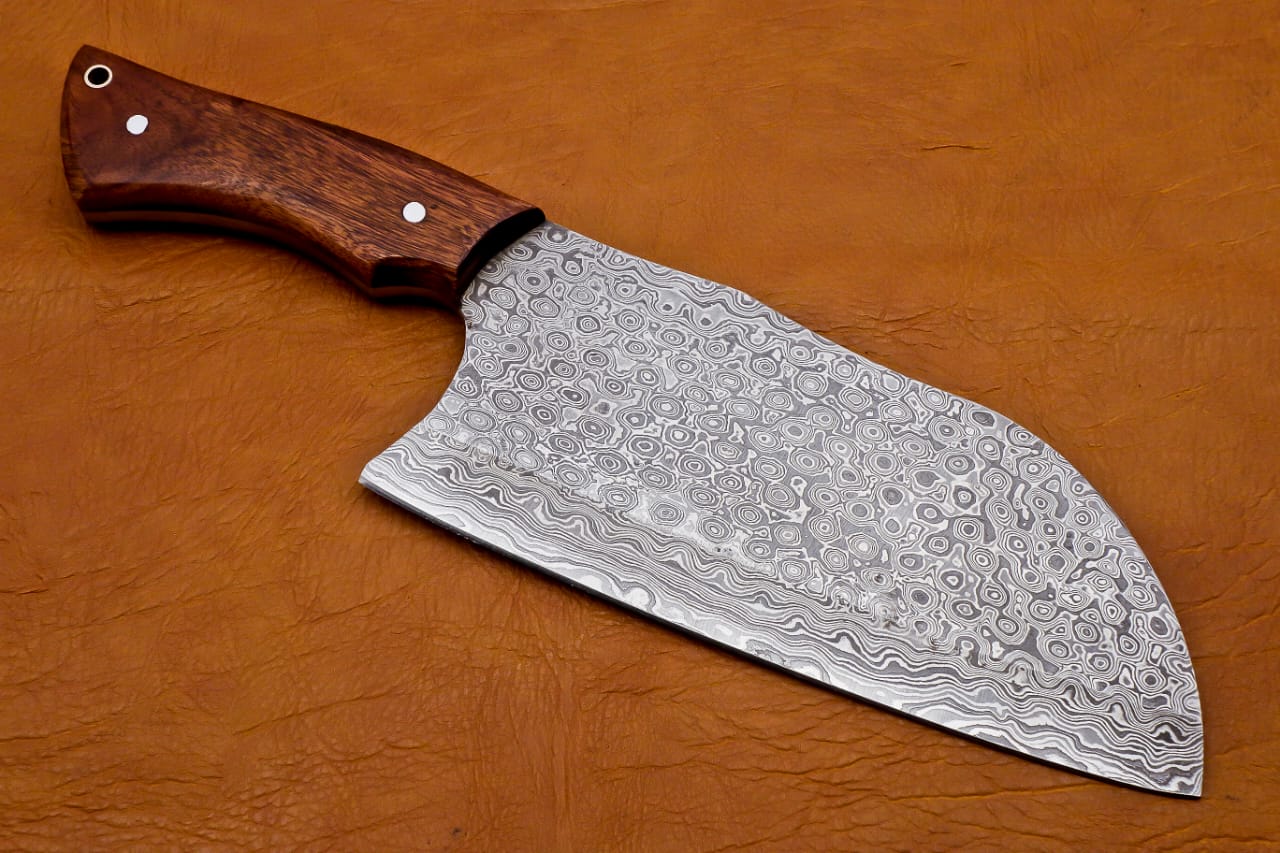 Professional Damascus chef's cleaver 256 layers With Leather Sheath Full Tang