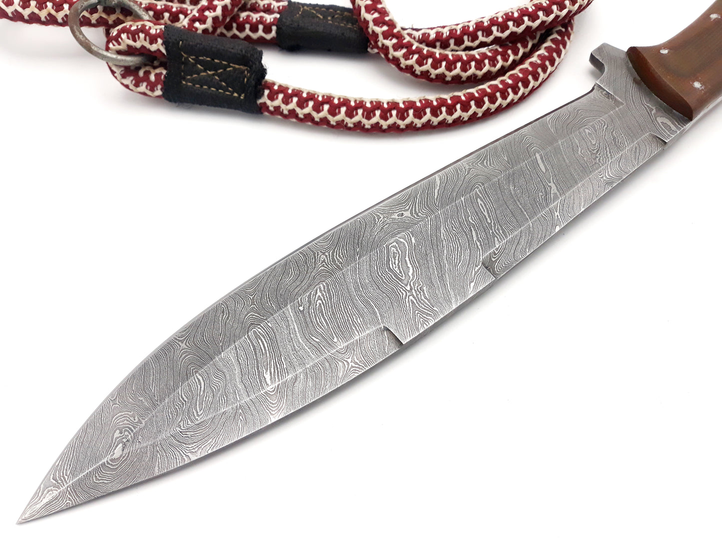 "Premium Nooraki BK-55 Handmade Damascus Hunting Bowie Knife - Full Tang Blade with Leather Sheath Included