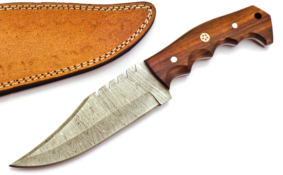 Exquisite 10-Inch Full Tang Damascus Steel Hunting Knife - Handcrafted Elegance with Sheath