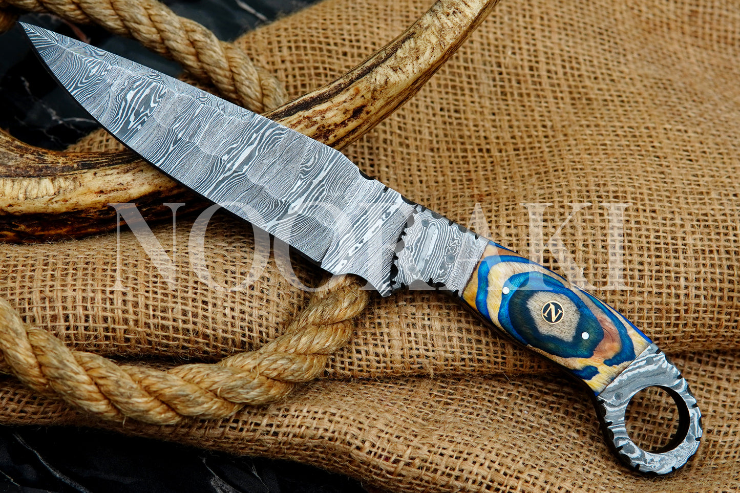 512 Layers Handmade Damascus Steel Full Tang Hunting EDC SHARP Knife W/Sheath 11