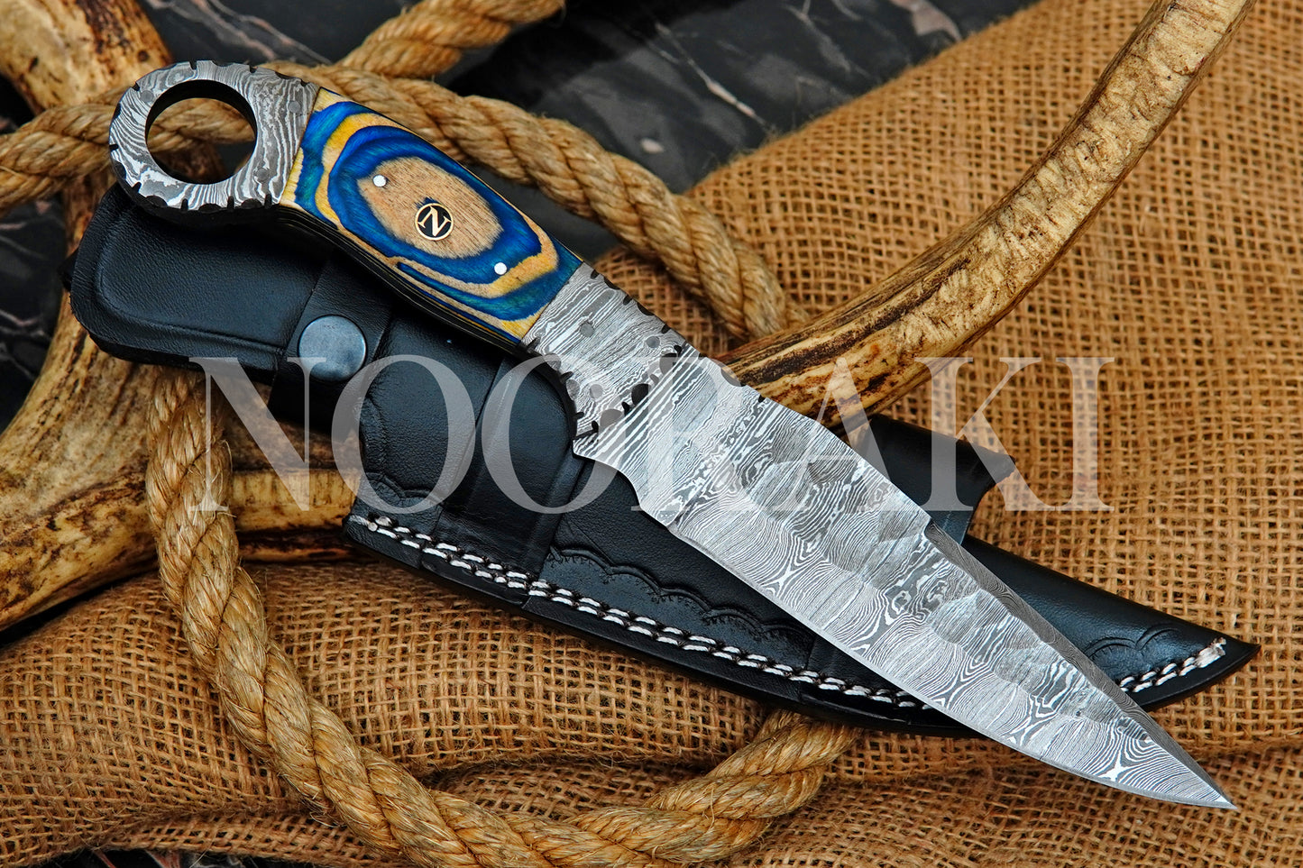 512 Layers Handmade Damascus Steel Full Tang Hunting EDC SHARP Knife W/Sheath 11