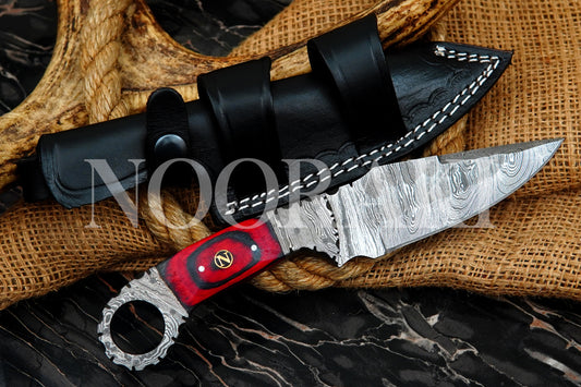 Handmade Damascus Steel Full Tang Hunting Knife - Sharp EDC Tool with Sheath, 9 Inches - Premium Craftsmanship for Outdoor Enthusiasts