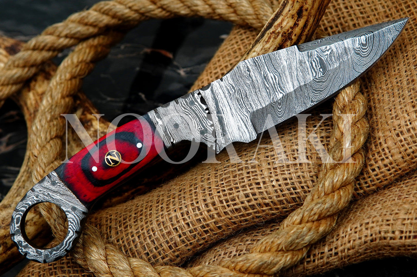 Handmade Damascus Steel Full Tang Hunting Knife - Sharp EDC Tool with Sheath, 9 Inches - Premium Craftsmanship for Outdoor Enthusiasts