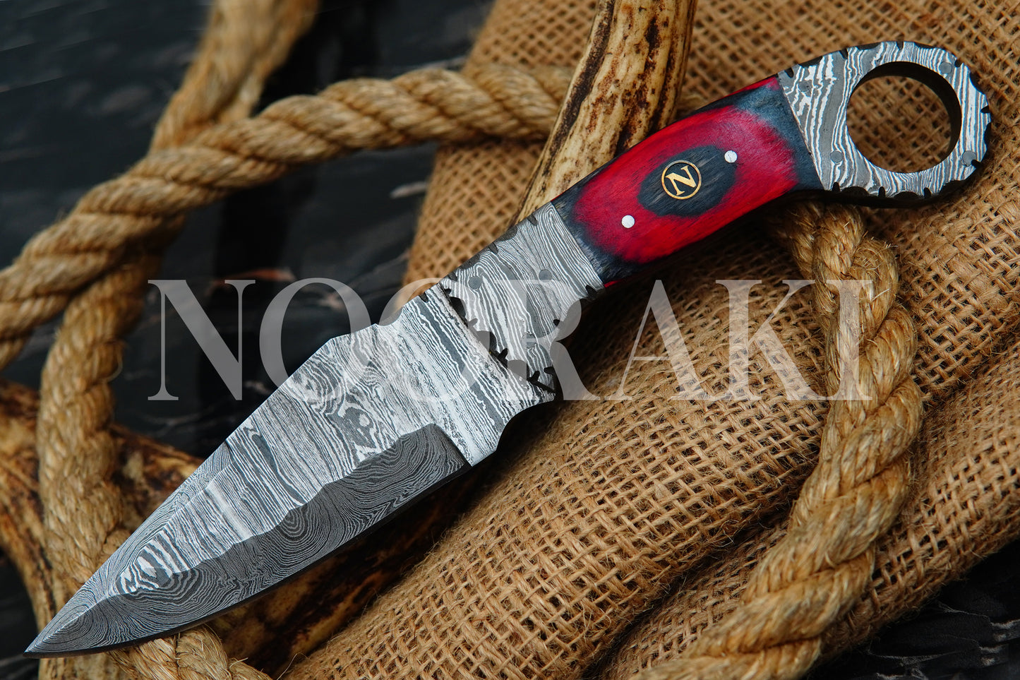 Handmade Damascus Steel Full Tang Hunting Knife - Sharp EDC Tool with Sheath, 9 Inches - Premium Craftsmanship for Outdoor Enthusiasts