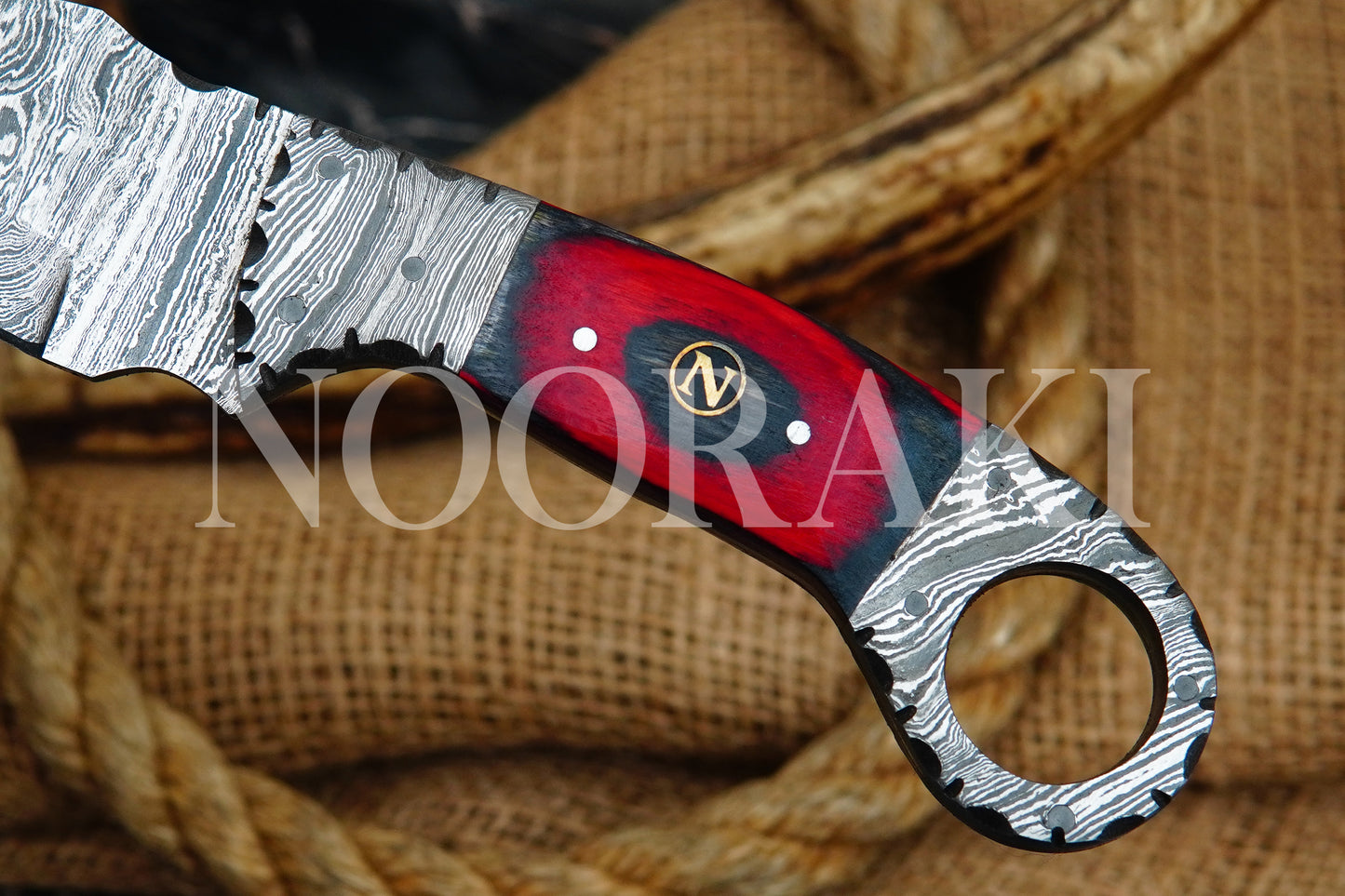 Handmade Damascus Steel Full Tang Hunting Knife - Sharp EDC Tool with Sheath, 9 Inches - Premium Craftsmanship for Outdoor Enthusiasts