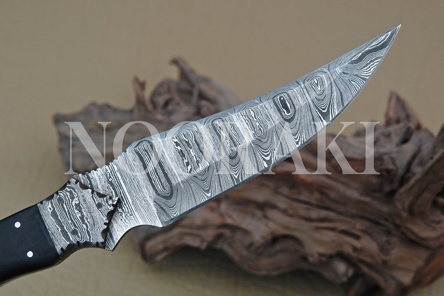 Buffalo Horn Damascus Steel Full Tang Knife For Hunting Survival Camping 11"