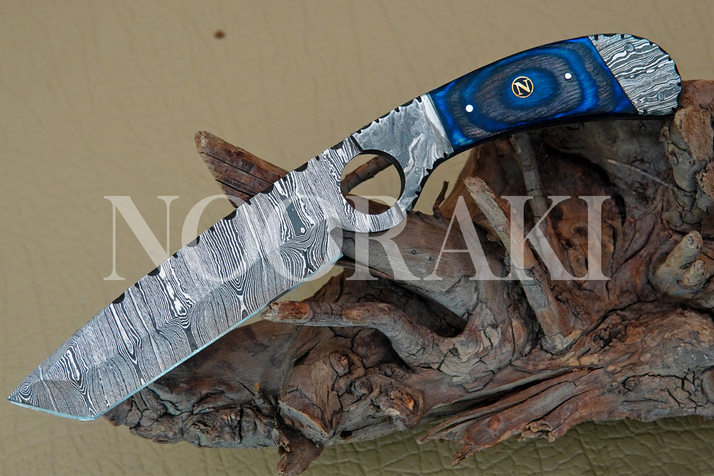 Handmade Damascus Steel Full Tang Hunting Knife - Sharp EDC Tool with Sheath, 9 Inches - Premium Craftsmanship for Outdoor Enthusiasts Blue Unique Colour