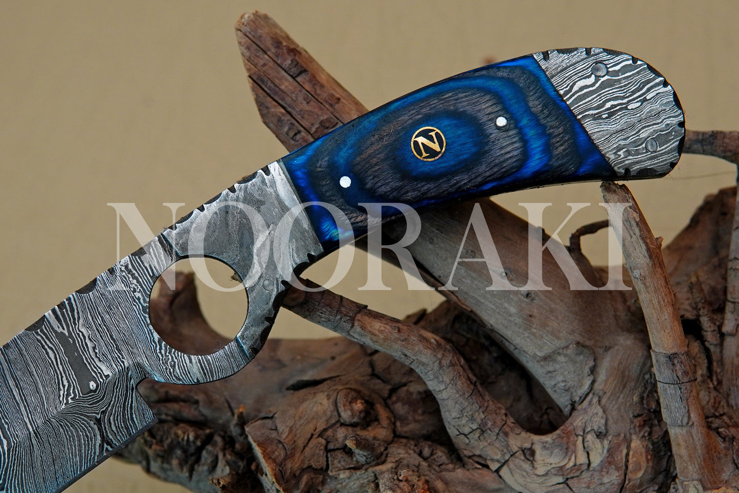 Handmade Damascus Steel Full Tang Hunting Knife - Sharp EDC Tool with Sheath, 9 Inches - Premium Craftsmanship for Outdoor Enthusiasts Blue Unique Colour