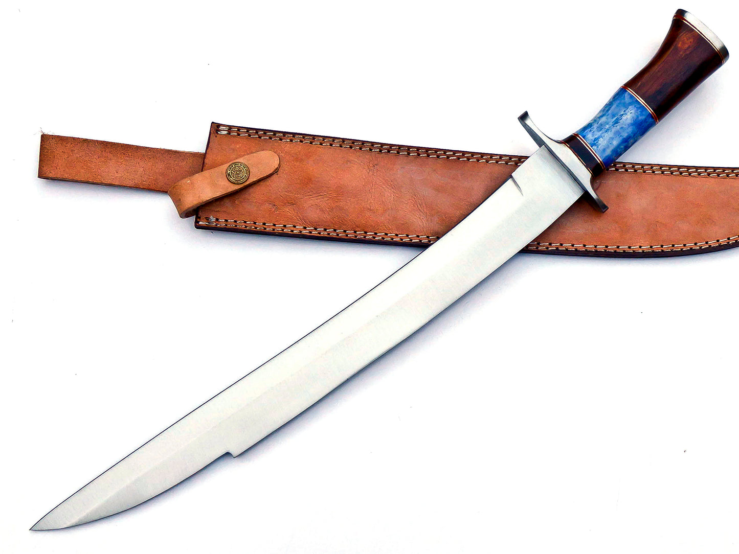 Nooraki MK-3008 All Purpose Handmade Machete Sword Knife, Chrome Vanadium Stainless Steel 21 inches with Leather Sheath/Heavy Duty, Rosewood and Bone Handle Collector Knife