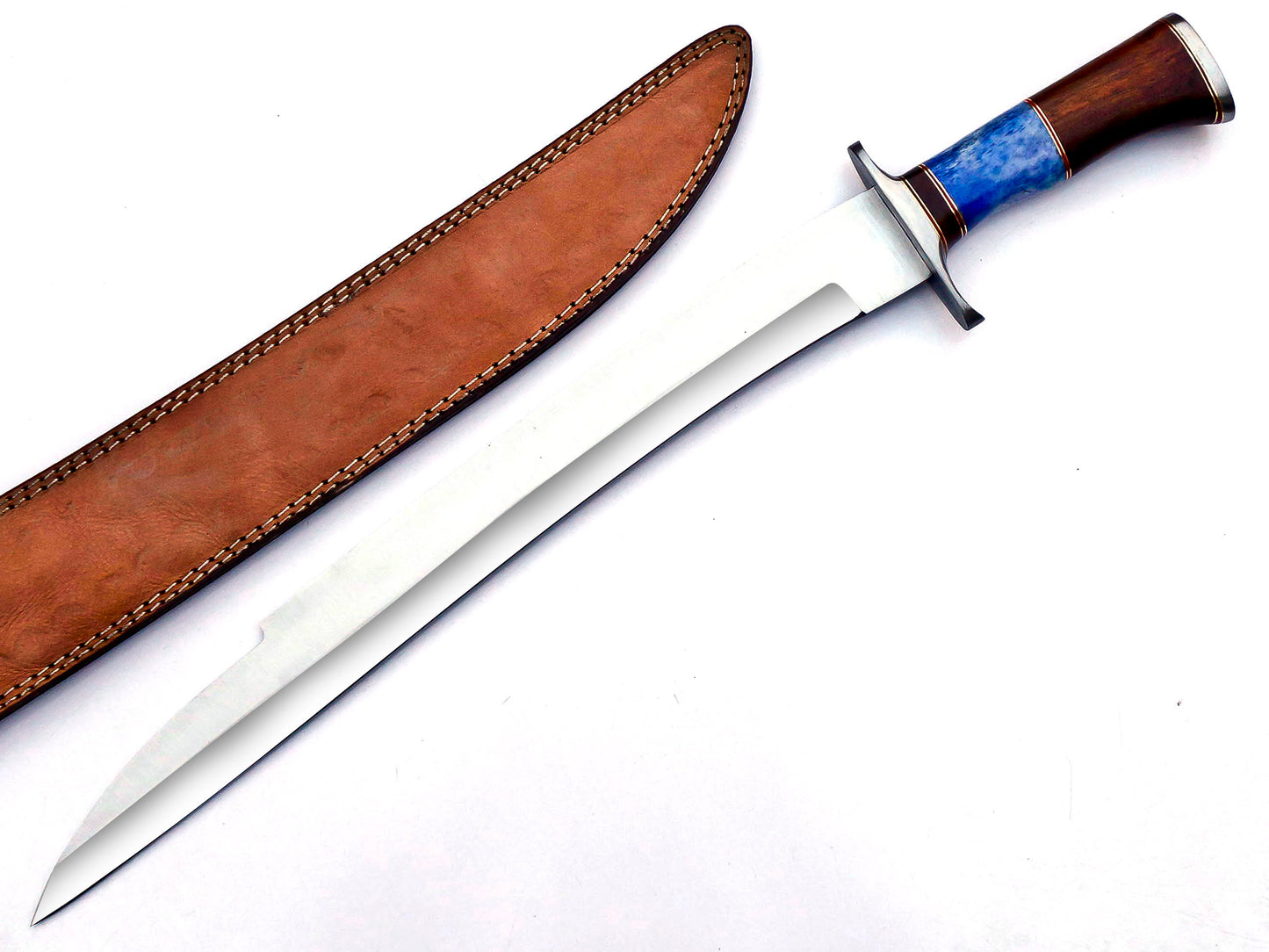 Nooraki MK-3008 All Purpose Handmade Machete Sword Knife, Chrome Vanadium Stainless Steel 21 inches with Leather Sheath/Heavy Duty, Rosewood and Bone Handle Collector Knife