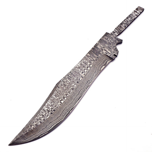 Exquisite Damascus Steel Blank Blade Knife with Stunning 225-Layer Pattern - Handcrafted
