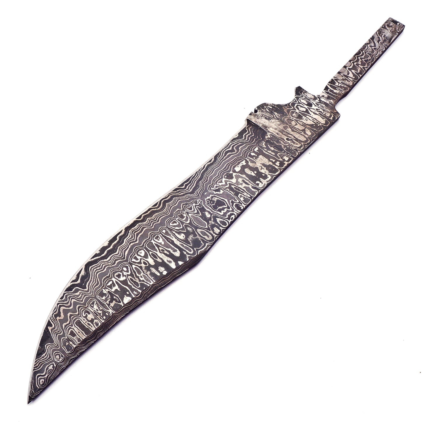 Exquisite Damascus Steel Blank Blade Knife with Stunning 225-Layer Pattern - Handcrafted