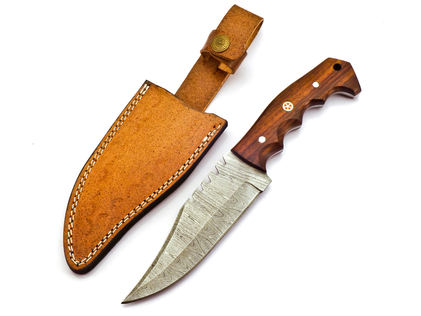 Exquisite 10-Inch Full Tang Damascus Steel Hunting Knife - Handcrafted Elegance with Sheath