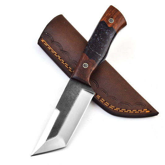 Nooraki Bowie Knife Handmade With Leather Sheath Blue 11.75" Survival Hunting