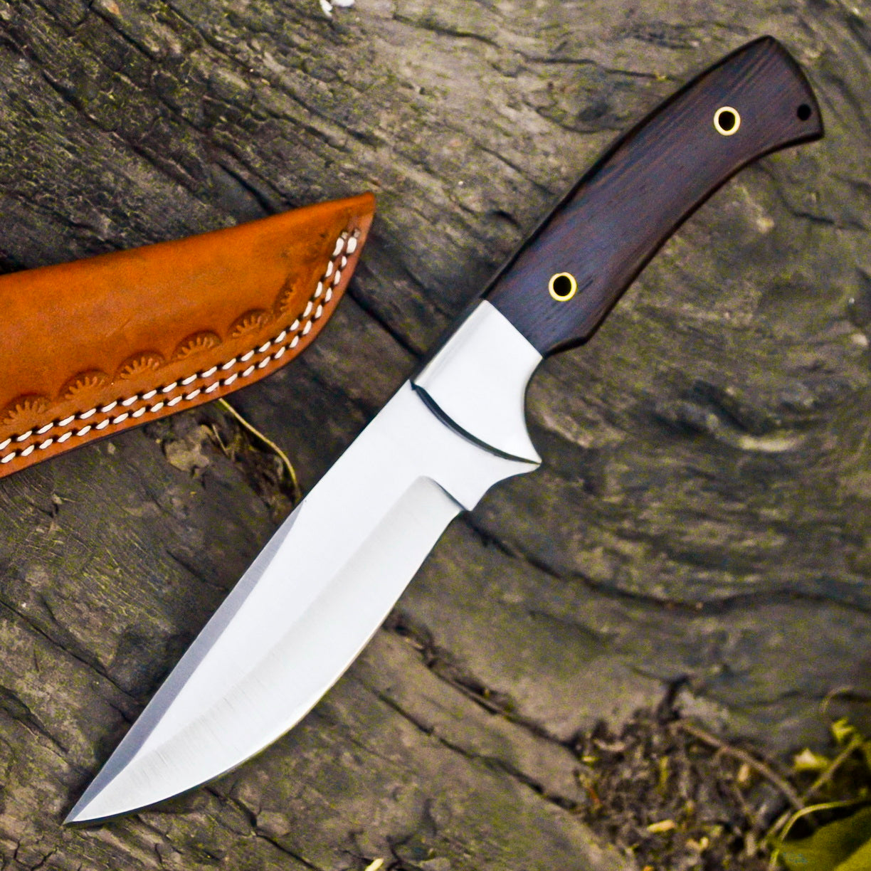 Handmade Fixed Blade Hunting EBC Knife, Full Tang Wood Handle, Gorgeous Pattern