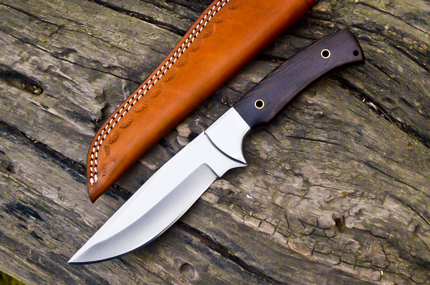 Handmade Fixed Blade Hunting EBC Knife, Full Tang Wood Handle, Gorgeous Pattern