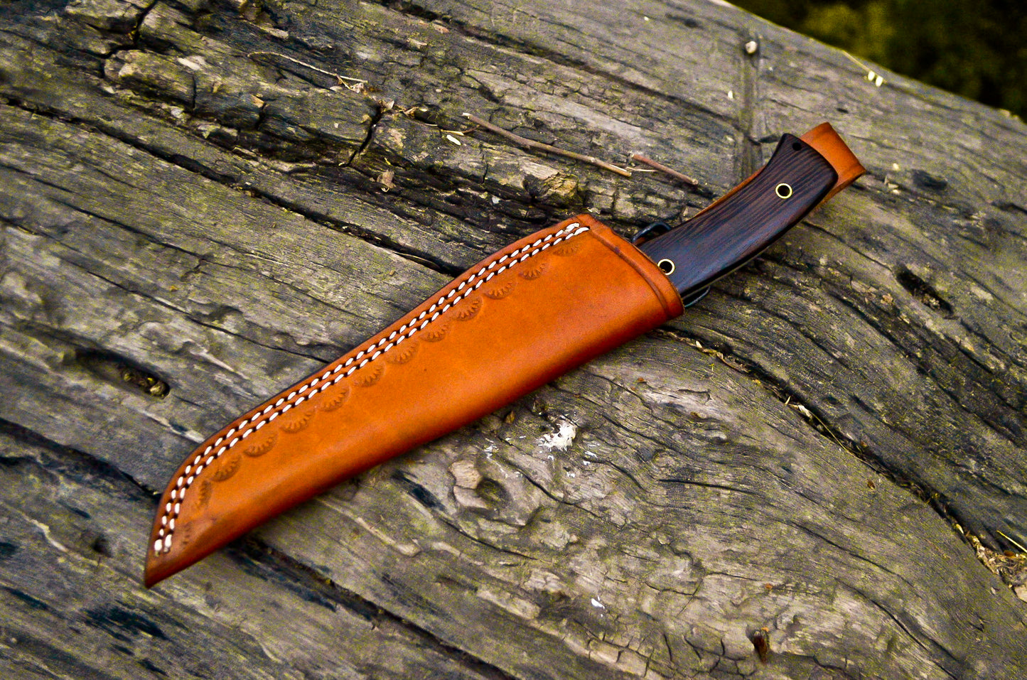 Handmade Fixed Blade Hunting EBC Knife, Full Tang Wood Handle, Gorgeous Pattern