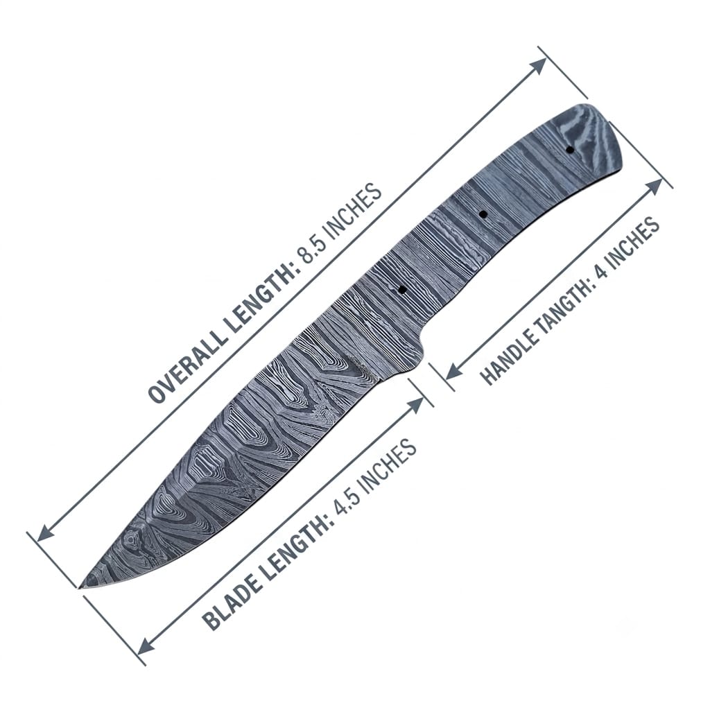 Handmade Damascus Steel 8.5 Inches Blank Blade Skinner Knife Sharp Edge