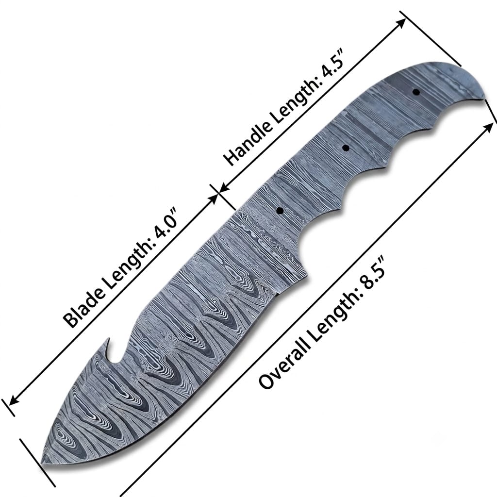 Nooraki Custom Forged Damascus 8.5 inches Long DIY Blank Blade Knife Making
