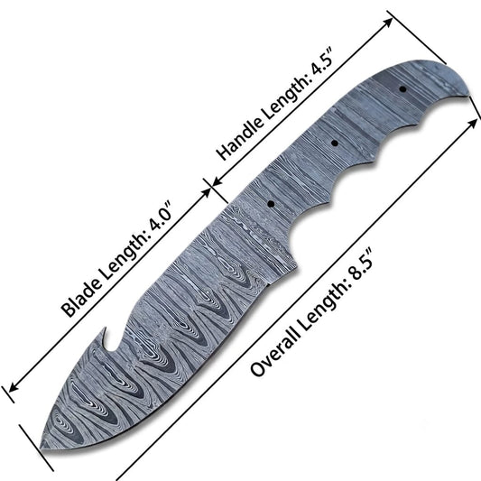 Nooraki Custom Forged Damascus 8.5 inches Long DIY Blank Blade Knife Making