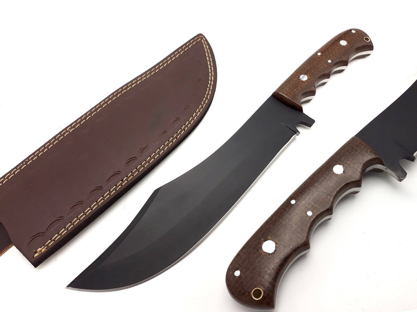 NOORAKI Handmade Fixed Blade Hunting Knife with Leather Sheath Full Tang 15