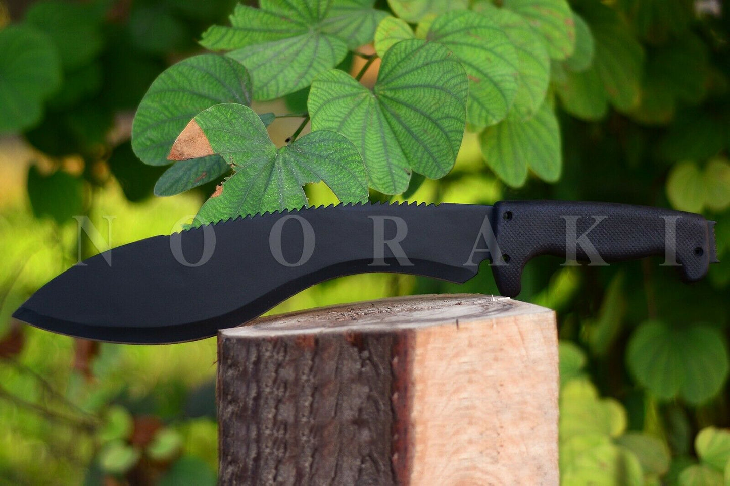 Kukri Fixed Blade Knife: Carbon Steel Knife with Full Tang Kukri Recurved Blade