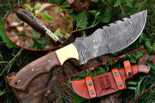 Handmade Damascus Tracker Knife, Hunting, Camping, Bushcraft EDC 11in Full Tang