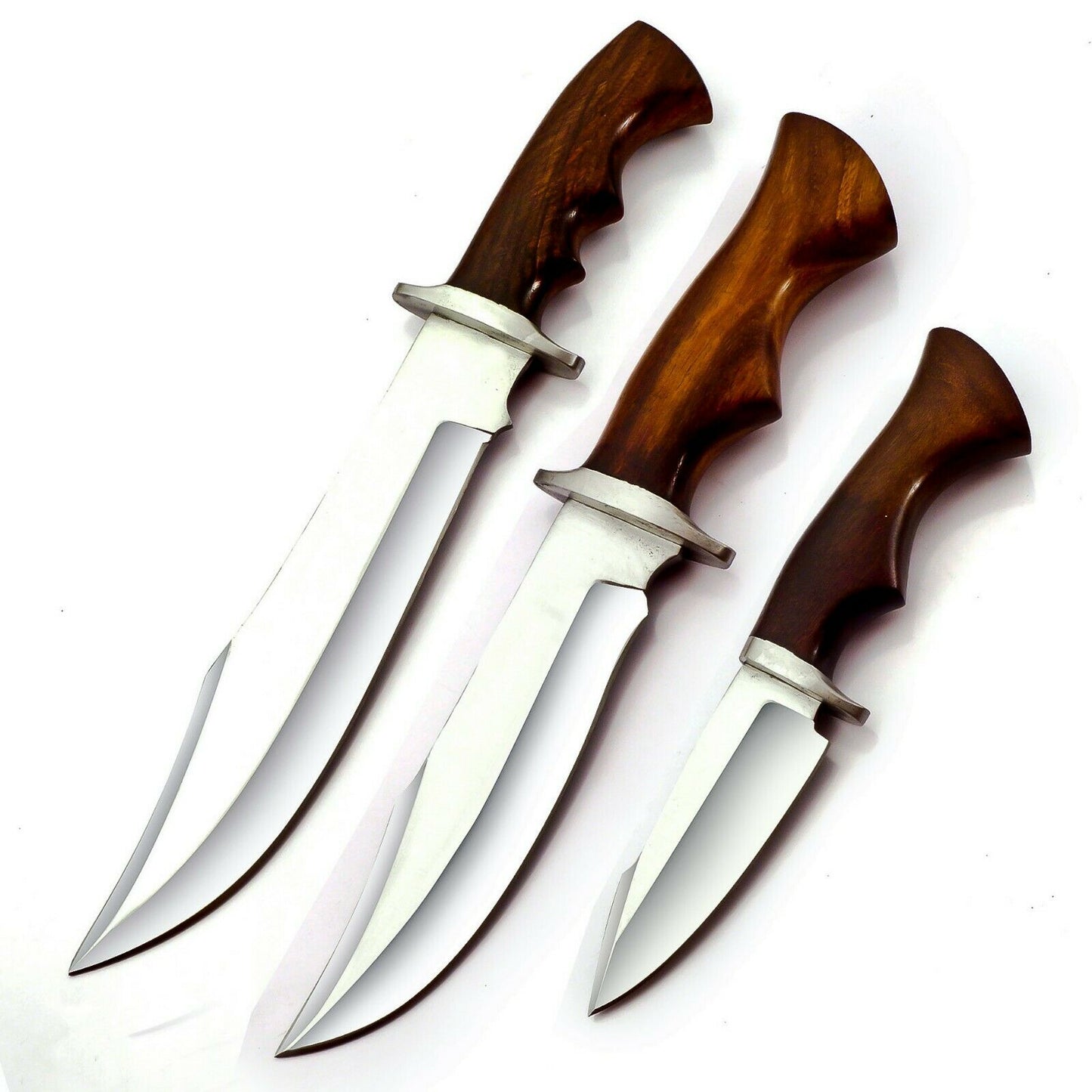 Handmade 440c Stainless Steel Bowie knife set with leather sheath 3pcs Limited