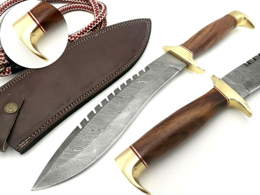 Custom Razor Sharp Handmade Damascus Steel Bowie Knife 256 Layers 38cm W/Sheath