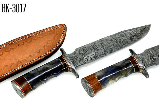 Handmade Damascus Steel 13 inches Bowie Knife – Buffalo Horn Handle W/ Sheath