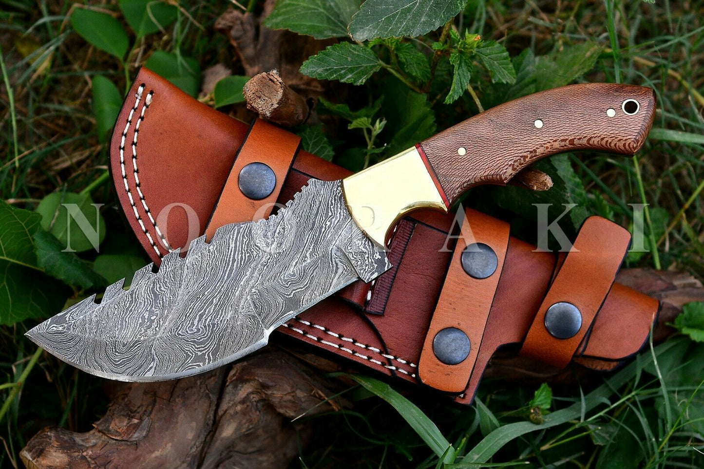 Handmade Damascus Tracker Knife, Hunting, Camping, Bushcraft EDC 11in Full Tang