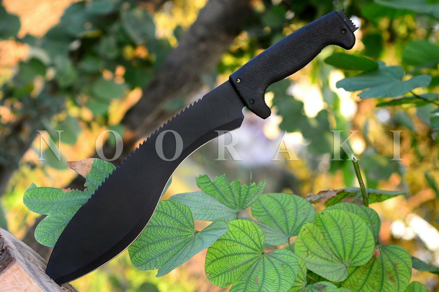 Kukri Fixed Blade Knife: Carbon Steel Knife with Full Tang Kukri Recurved Blade