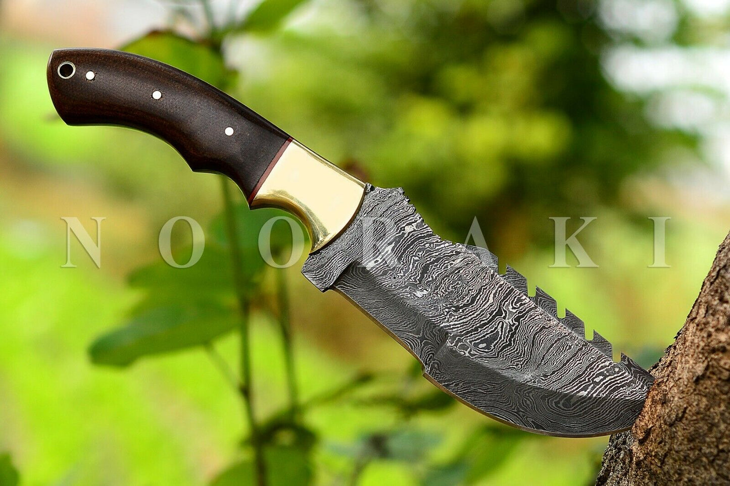 Handmade Damascus Tracker Hunting,Camping,Bushcraft Knife, W/Sheath Full Tang 11