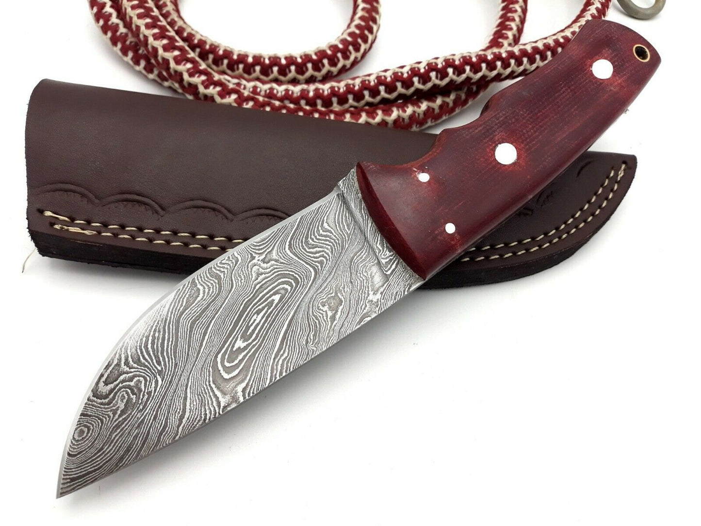 Hand Made Damascus Steel Hunting Skinner Knife - Micarta Handle, Full Tang 22cm