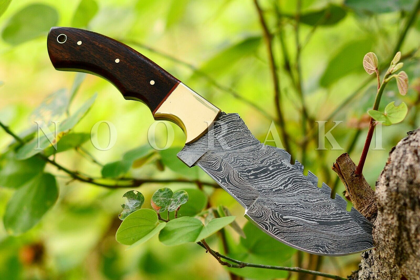 Handmade Damascus Tracker Hunting,Camping, Knife, W/Sheath Full Tang Wood handle