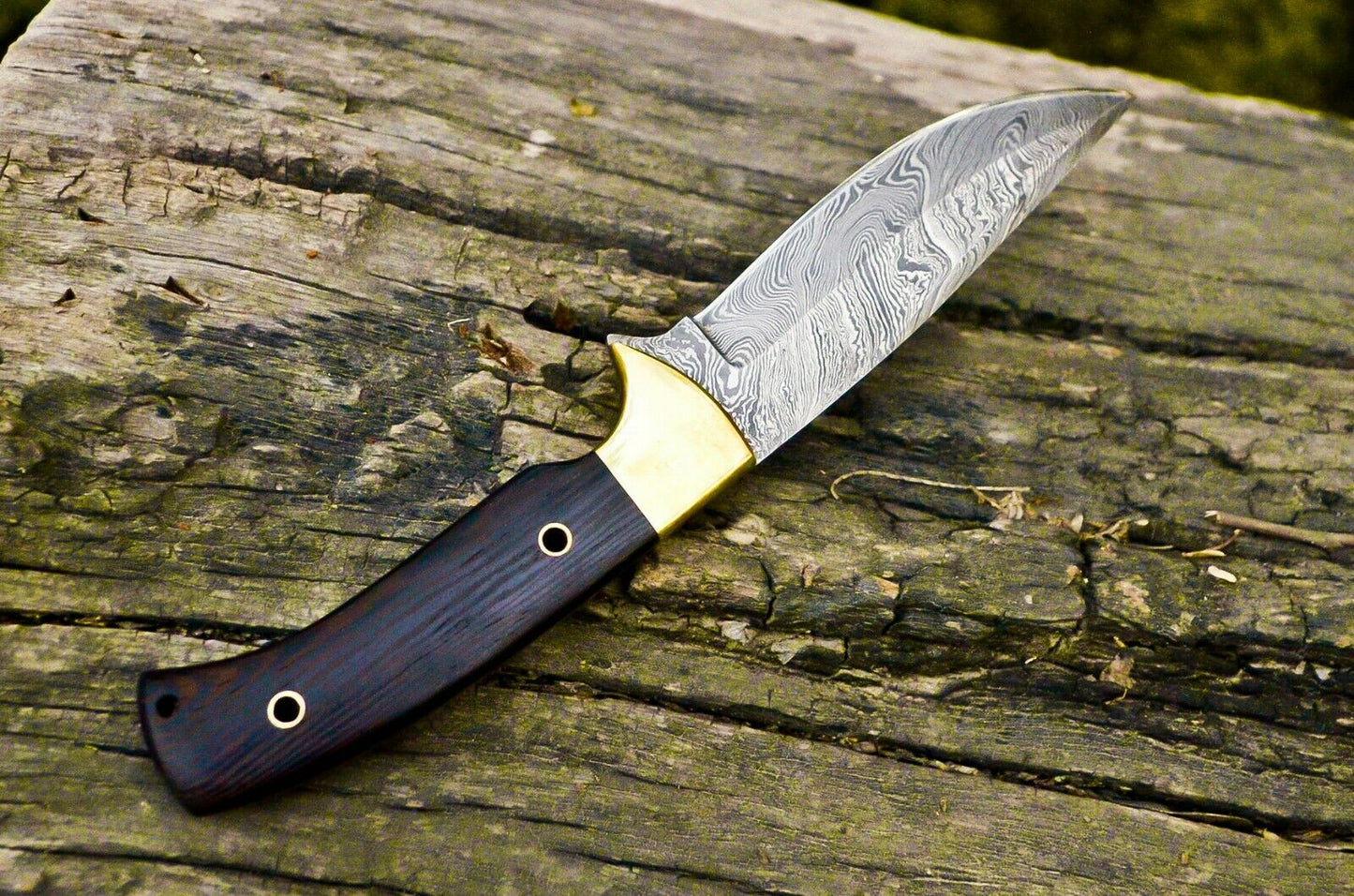 Handmade Damascus Everyday Knife - Full Tang Wenge Wood Handle, Gorgeous Pattern