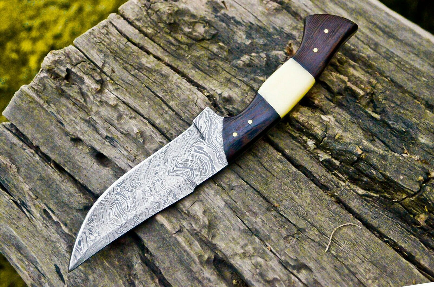 Handmade Camel Bone & Wenge Wood Damascus Hunting Survival Full Tang Knife 10