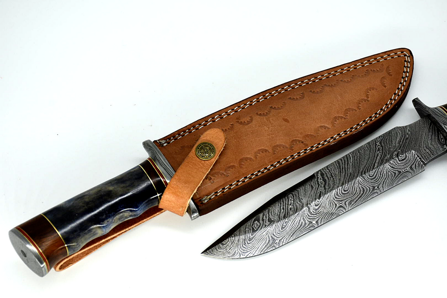 Handmade Damascus Steel 13 inches Bowie Knife – Buffalo Horn Handle W/ Sheath