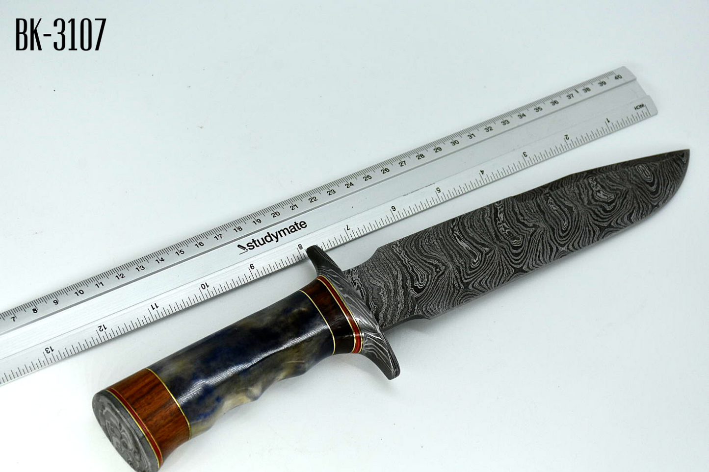 Handmade Damascus Steel 13 inches Bowie Knife – Buffalo Horn Handle W/ Sheath