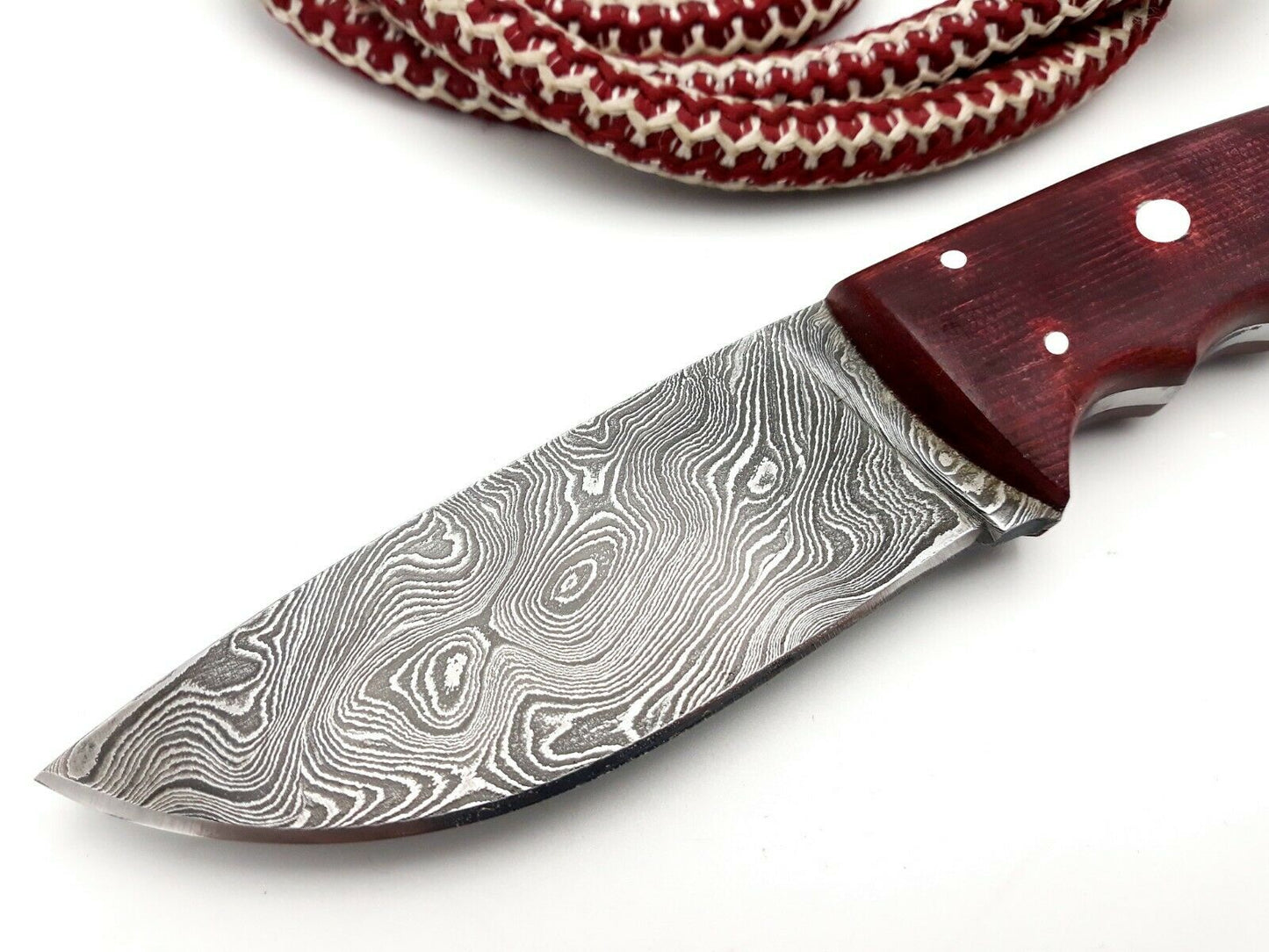 Hand Made Damascus Steel Hunting Skinner Knife - Micarta Handle, Full Tang 22cm