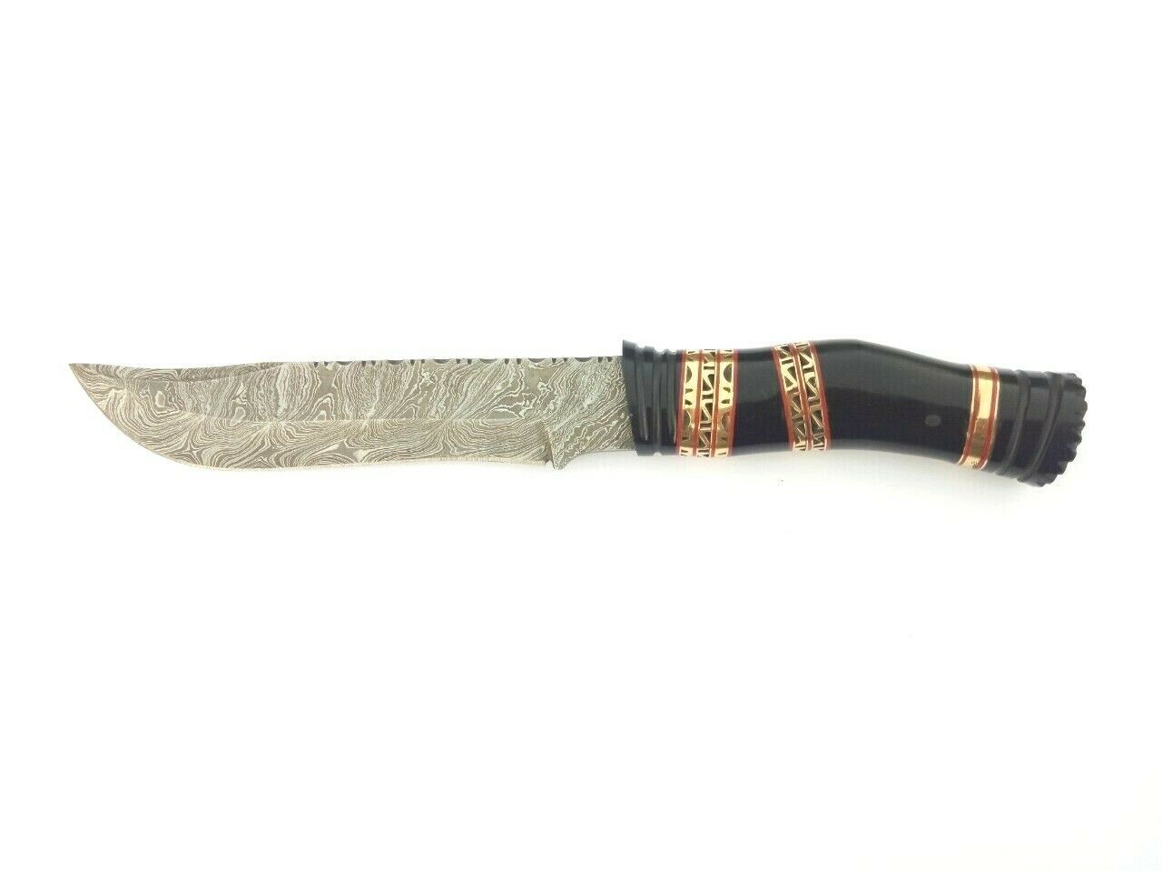 Damascus Bowie Hand forged Hunting Knife Survival blade gift W/ Leather Sheath