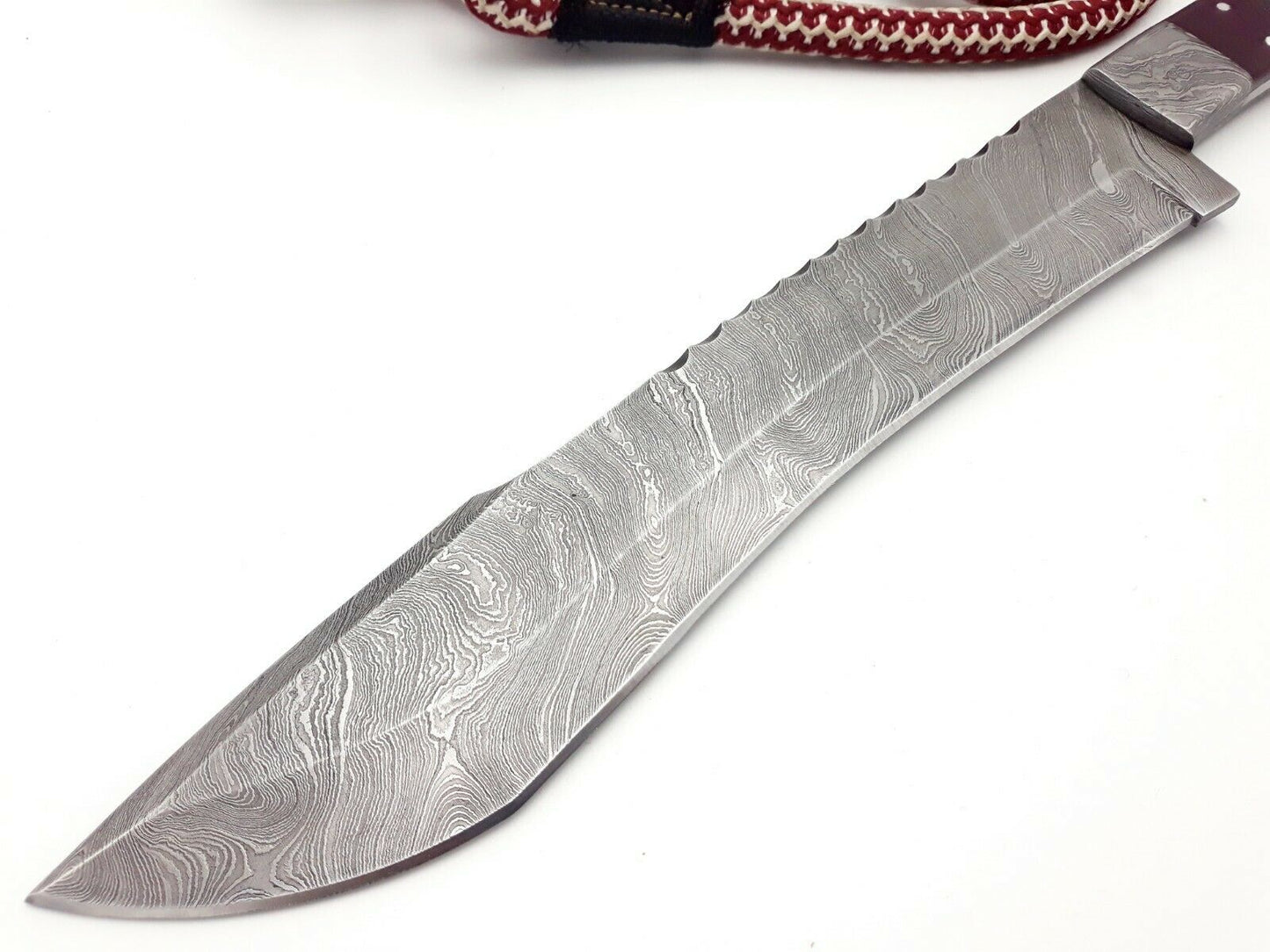 Hand Forged Damascus Utility Fixed Blade Machete Knife Full Tang handle 38cm